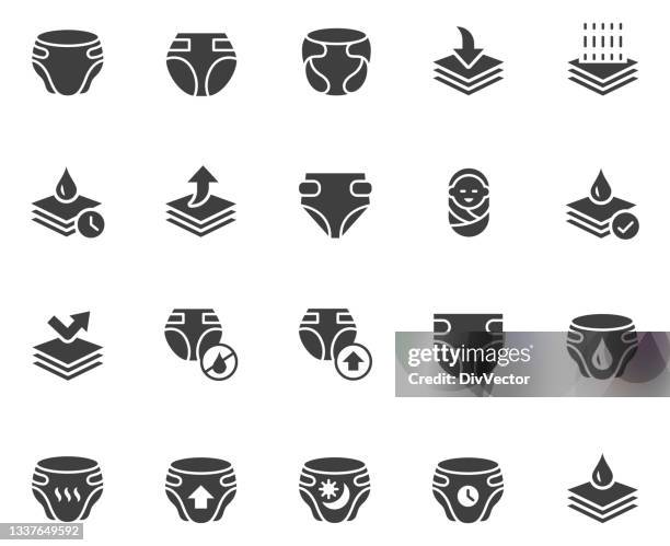 ilustrações de stock, clip art, desenhos animados e ícones de diaper icon set - diaper