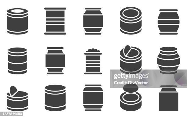 tin can vector set - soup can stock illustrations
