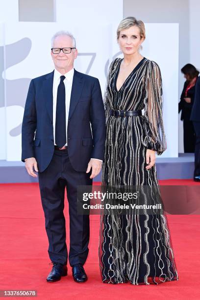 Thierry Frémaux and Melita Toscan du Plantier attend the red carpet of the movie "Madres Paralelas" during the 78th Venice International Film...