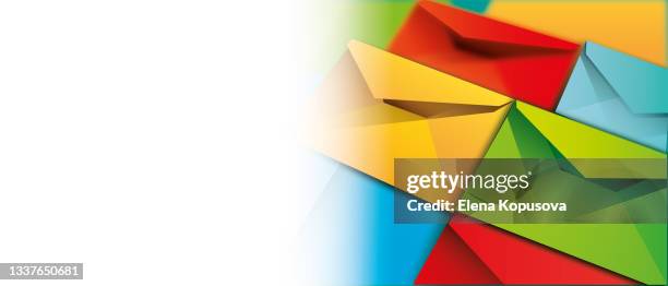 colored abstract background from multicolored mail envelopes. 2-d vector illustration for application, website, presentation or design - envelope template stock illustrations