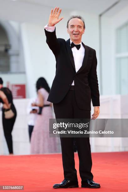 Roberto Benigni attends the red carpet of the movie "Madres Paralelas" during the 78th Venice International Film Festival on September 01, 2021 in...