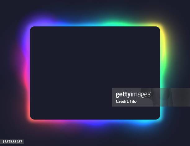 modern rainbow glow backlight frame - energy reduction stock illustrations