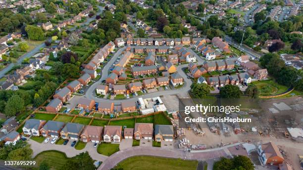 aerial view of new build housing construction site in england, uk - housing difficulties bildbanksfoton och bilder