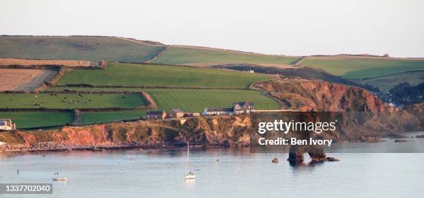 thurlestone cliffs - devon stock pictures, royalty-free photos & images