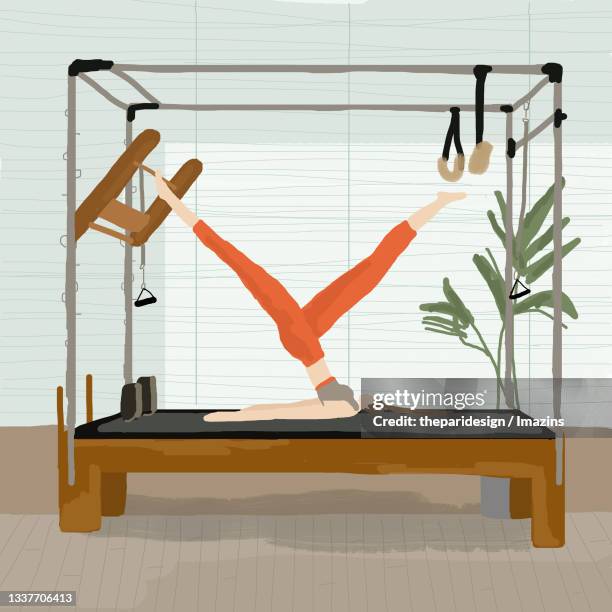 pilates - legs in the air stock illustrations