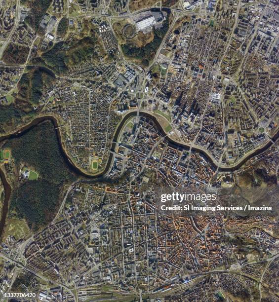 satellite image, romania, bucharest - bukarest city stock-fotos und bilder