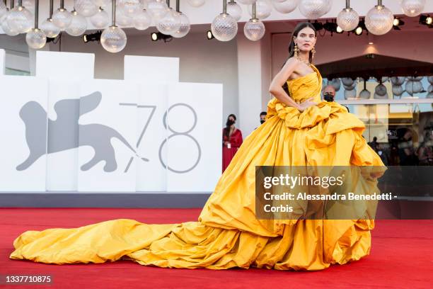 Bianca Balti attends the red carpet of the movie "Madres Paralelas" during the 78th Venice International Film Festival on September 01, 2021 in...