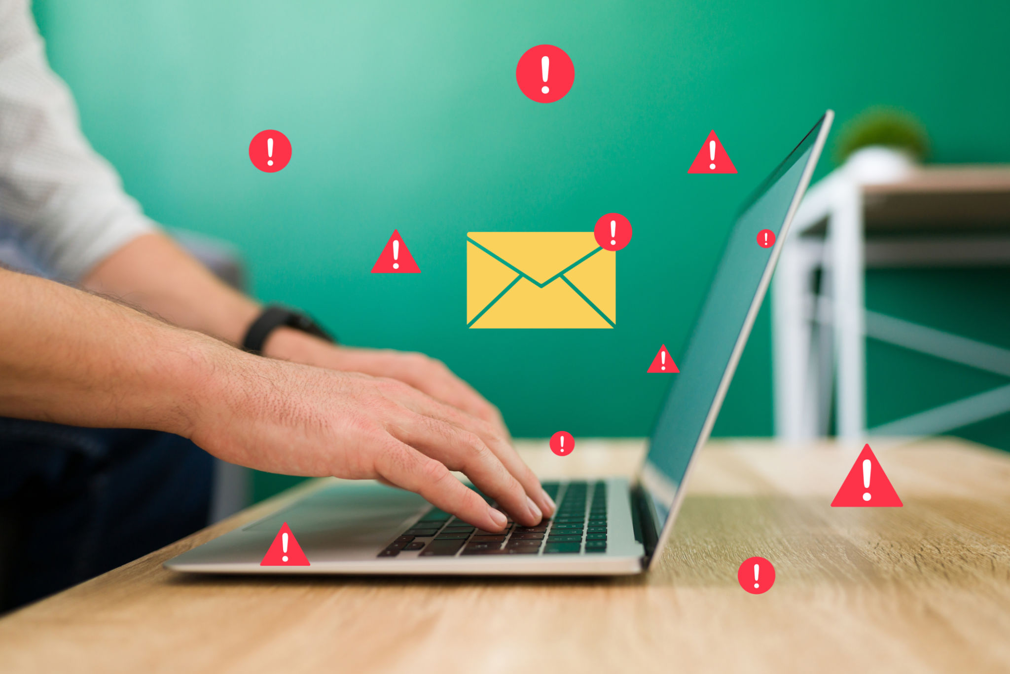 Stressed person sending work emails Stressed person sending work emails