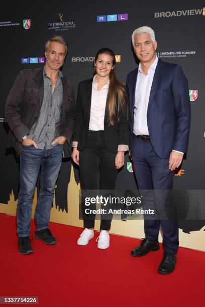 Hannes Jaenicke, Sandra Ebeling and Henning Tewes attend the Semi-Final Round of Judging for the 49th International Emmy Awards on September 01, 2021...