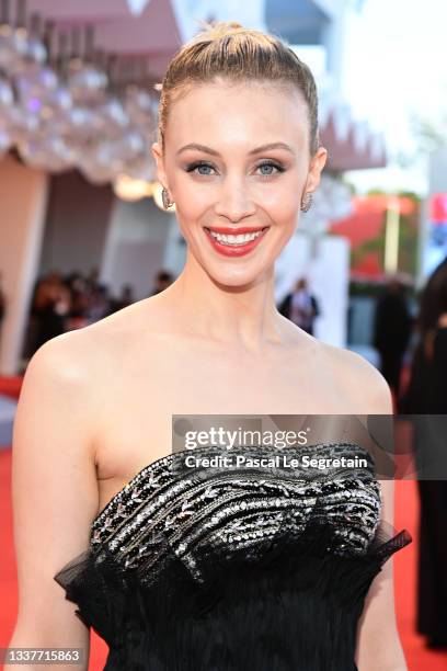 Jury Member, Sarah Gadon attends the red carpet ahead of the "Madres Paralelas" screening during the 78th Venice Film Festival on September 01, 2021...