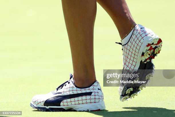 The shoes of Lexi Thompson of Team United States during a practice round ahead of the start of The Solheim Cup at Inverness Club on September 01,...