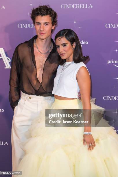 Shawn Mendes and Camila Cabello attend the "Cinderella" Miami Premiere at Vizcaya Museum & Gardens on September 01, 2021 in Miami, Florida.