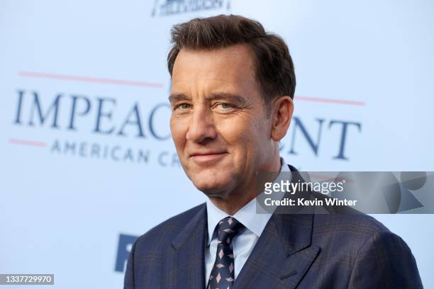 Clive Owen attends the premiere of FX's "Impeachment: American Crime Story" at Pacific Design Center on September 01, 2021 in West Hollywood,...