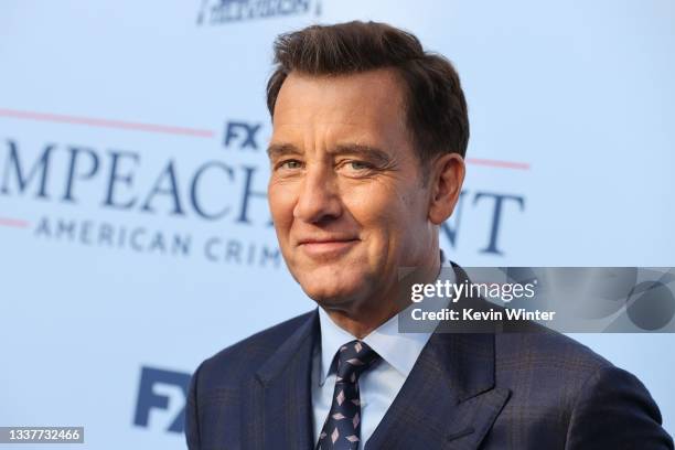 Clive Owen attends the premiere of FX's "Impeachment: American Crime Story" at Pacific Design Center on September 01, 2021 in West Hollywood,...