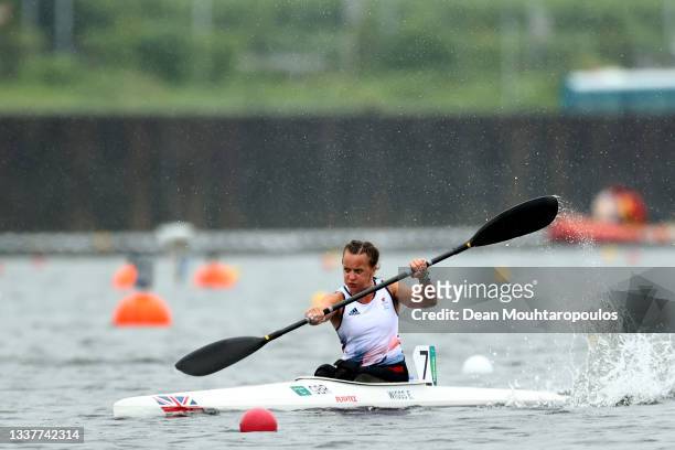 Emma Wiggs of Team Great Britain or GB competes in the Women's Kayak Single 200m - VL2 Heat 1 on day 9 of the Tokyo 2020 Paralympic Games at Sea...