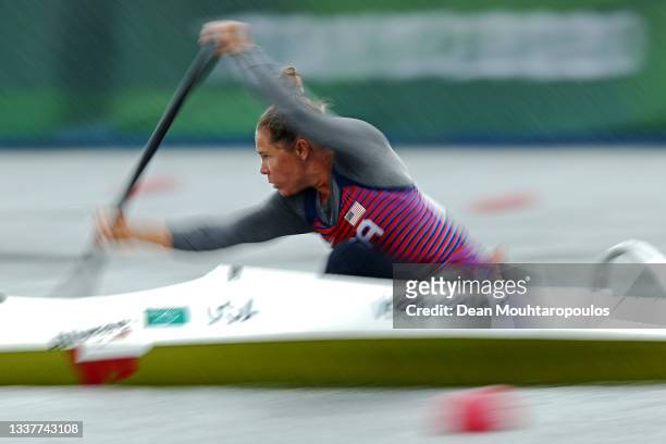 Kaitlyn Verfuerth of Team United States competes in the Women's Kayak Single 200m - KL2 on day 9 of the Tokyo 2020 Paralympic Games at Sea Forest...