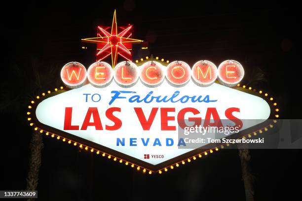 View of the Welcome to Fabulous Las Vegas Sign on the strip at night on December 31, 2017 in Las Vegas, Nevada.