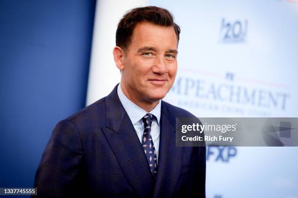Clive Owen attends the premiere Of FX's "Impeachment: American Crime Story" at Pacific Design Center on September 01, 2021 in West Hollywood,...