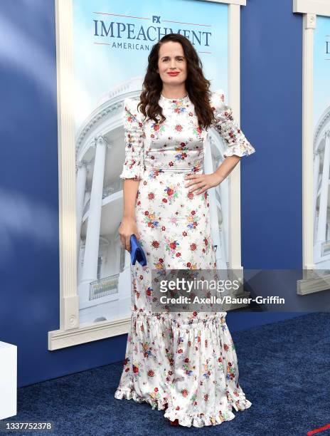 Elizabeth Reaser attends the Premiere of FX's "Impeachment: American Crime Story" at Pacific Design Center on September 01, 2021 in West Hollywood,...