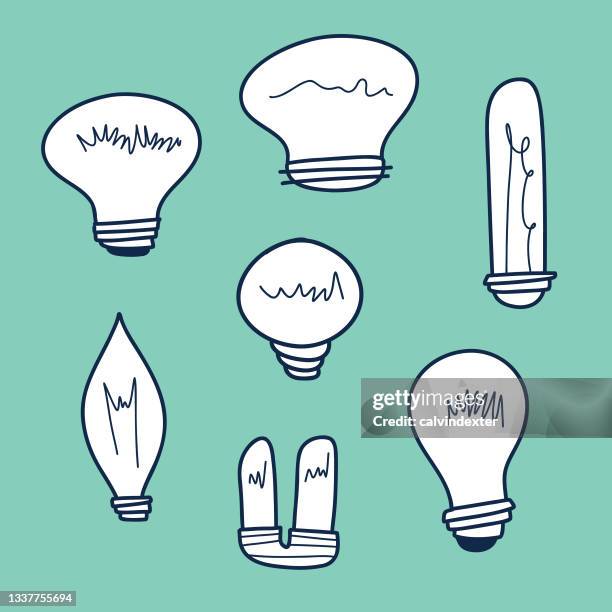 light bulbs cartoon drawings - right first time stock illustrations
