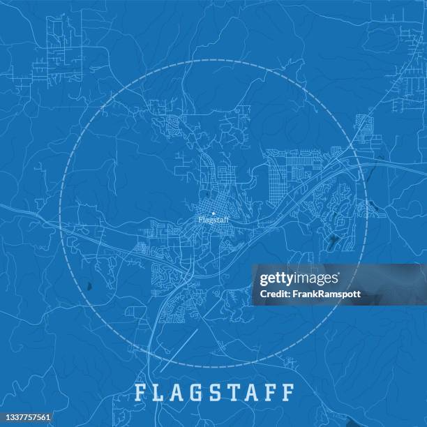 stockillustraties, clipart, cartoons en iconen met flagstaff az city vector road map blue text - flagstaff arizona