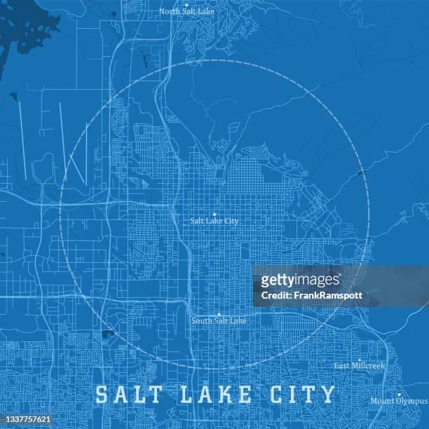 illustrazioni stock, clip art, cartoni animati e icone di tendenza di salt lake city ut city vector road map testo blu - utah