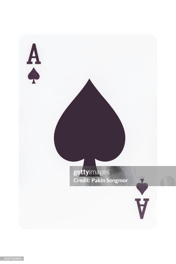 The ace of spades playing card isolated on white background. clipping path