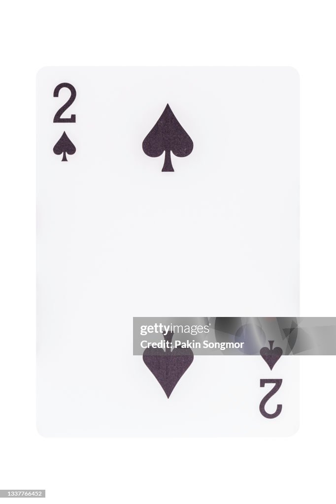 The two of spades playing card isolated on white background. clipping path