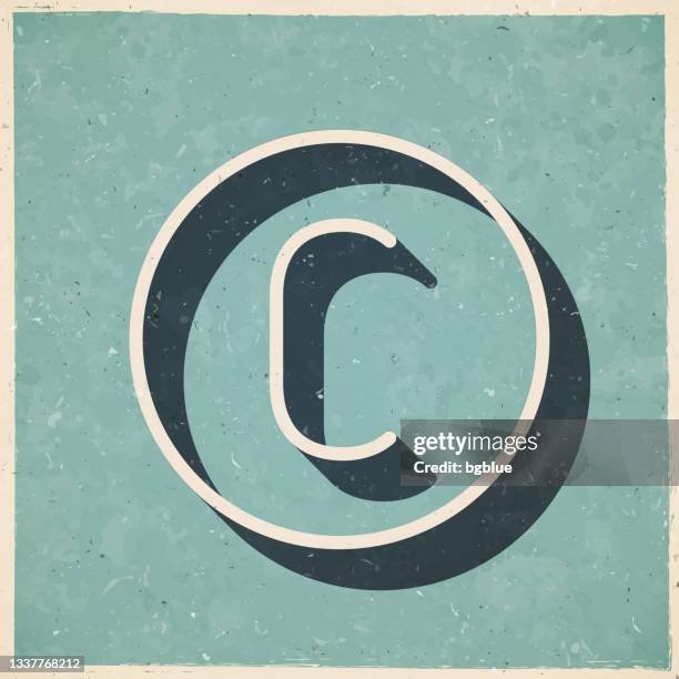 copyright. icon in retro vintage style - old textured paper - letter c stock illustrations
