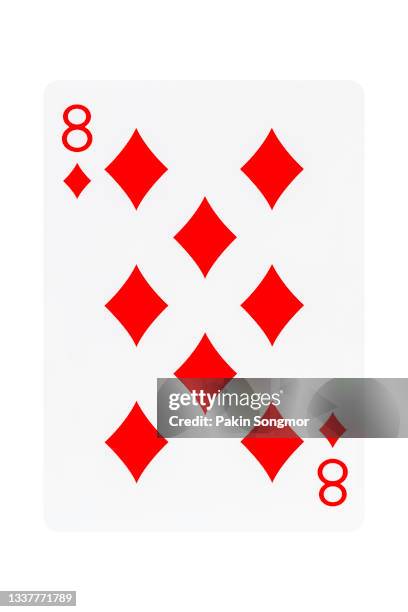 the eight of diamonds playing card isolated on white background. clipping path - diamonds playing card ストックフォトと画像