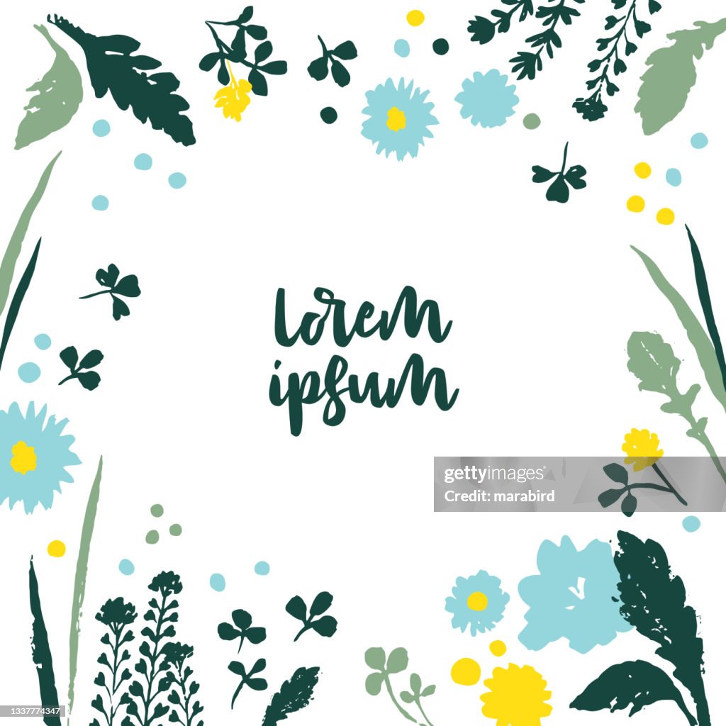 Spring Flowers Square Spring Flowers Leaves Square Background High-Res Vector Graphic - Getty ...