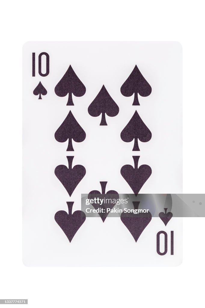 The ten of spades playing card isolated on white background. clipping path