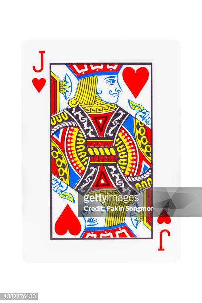 the jack of hearts playing card isolated on white background. clipping path - クラブのジャック ストックフォトと画像