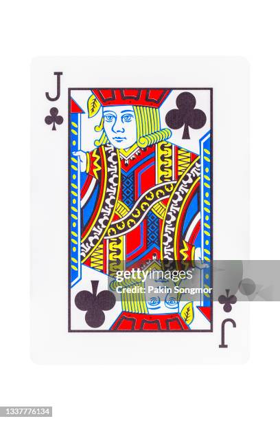 the jack of clubs playing card isolated on white background. clipping path - クラブのジャック ストックフォトと画像