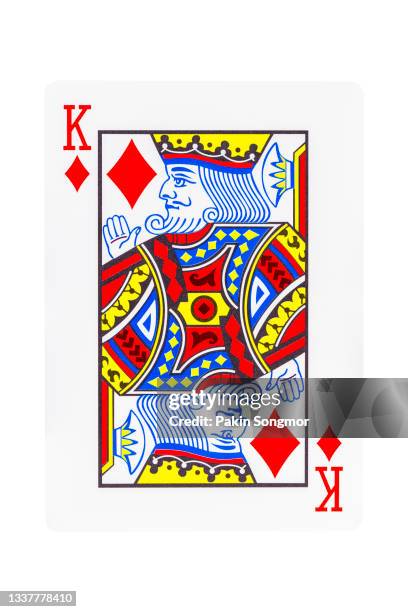 the king of diamonds playing card isolated on white background. clipping path - diamonds playing card ストックフォトと画像