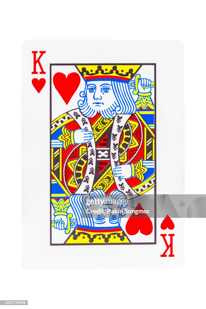 The king of hearts playing card isolated on white background. clipping path