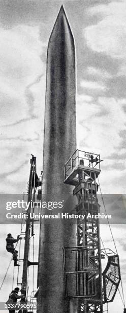Soviet space rocket on Launchpad in Kazakhstan 1961.