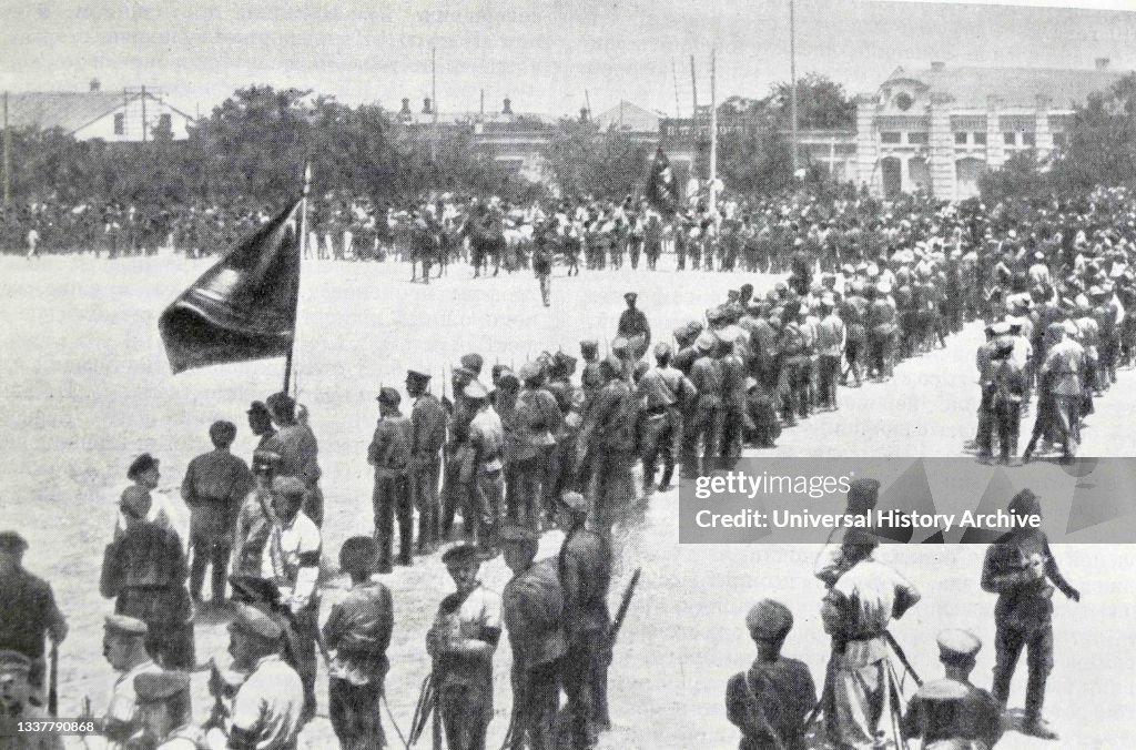 Review of the Red Army after the liberation of Ashgabat.
