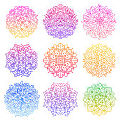 Set of mandala round gradient ornament pattern