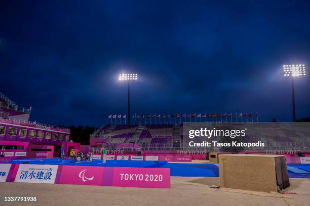 Fabiola Dergovics of Team Brazil and Zahra Nemati of Team Iran competes in the Women's Individual Recurve on day 9 of the Tokyo 2020 Paralympic Games...