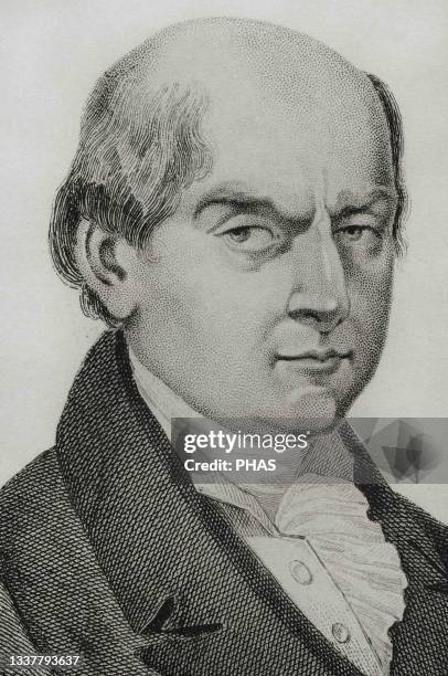 John Adams . American politician. Leader of the American Revolution. Second president of the United States of America . Portrait. Engraving by...