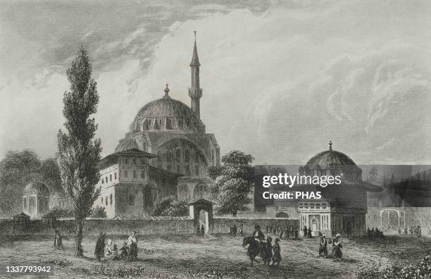 Ottoman Empire. Turkey. Constantinople . Top-Khane square and fountain. Piyale Pasha Mosque. It was built during the reign of Sultan Selim II, under...