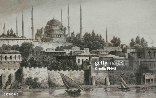 Ottoman Empire. Turkey. Constantinople . Sultan Ahmed Mosque or Blue Mosque. It was built by the Ottoman sultan Ahmed I between 1609 and 1616....