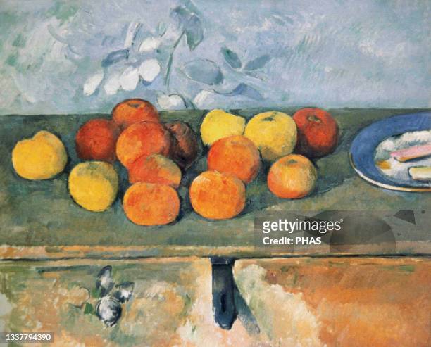 Paul Cezanne . French artist and Post-Impressionist painter. Apples and Biscuits. Around 1879-1880. Oil on canvas . Musee de l'Orangerie. Paris....