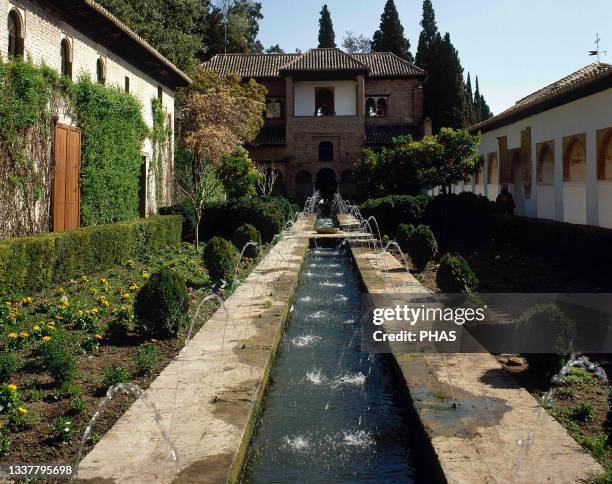 Spain, Andalusia, Granada. The Generalife. Occupied the slopes of the Hill of the Sun . It was built in the 13th century and redecorated by the king...