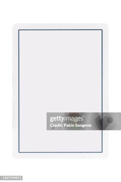 blank card and posing isolated on white background. clipping path - carta de baralho imagens e fotografias de stock