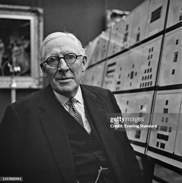 British philatelist Sir John Wilson, 2nd Baronet , Keeper of the Royal Philatelic Collection, UK, 4th November 1965.