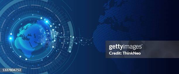 digital technology, global network connections concept - global accessibility stock illustrations