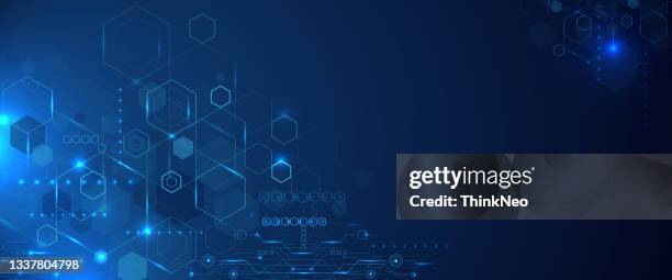 abstrakter technologiehintergrund mit sechsecken formmuster. - biomedizinische illustration stock-grafiken, -clipart, -cartoons und -symbole