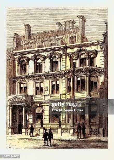 New Building of the City Carlton Club in St. Swithin's Lane London 1880.